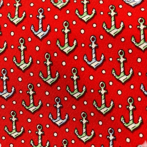Vineyard Vines Men's Tie Anchor Nautical Preppy Resort Necktie Red Blue Green - Picture 7 of 7